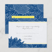 ::custom: Sunflower RSVP Card: Yellow & Navy Karte (Vorne/Hinten)