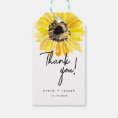 Custom Sunflower Wasserfarbe Hochzeit danke Geschenkanhänger (Rückseite)