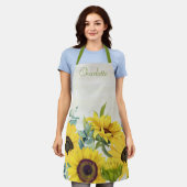 Custom Sunflower Watercolor Illustration Schürze (Getragen)