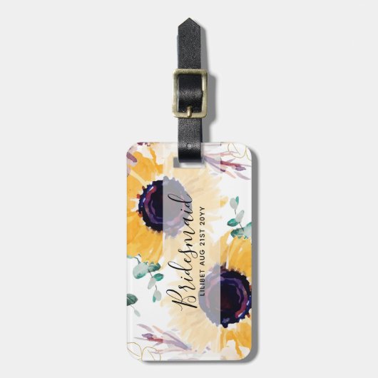 Custom Sunflowers Bridesmaiers Geschenke Hinzufüge Gepäckanhänger (Vorderseite vertikal)