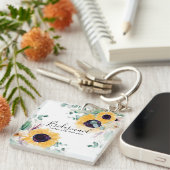 Custom Sunflowers Bridesmaiers Geschenke Hinzufüge Schlüsselanhänger (Vorderseite rechts)