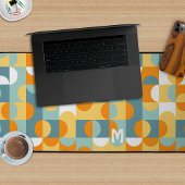 Custom Sunny Orange Aquamarin Blue Retro Art Muste Schreibtischunterlage