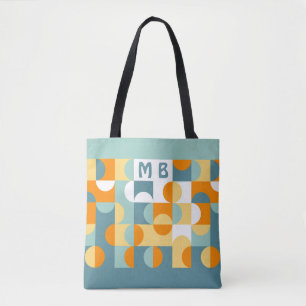 Custom Sunny Orange Aquamarin Blue Retro Art Muste Tasche