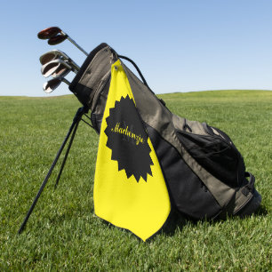 Custom Sunny Yellow Golf Handtuch mit Name und Ini