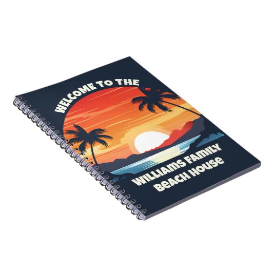 Custom Sunrise Palm Trees Beach House Guest Notizblock (Rechte Seite)