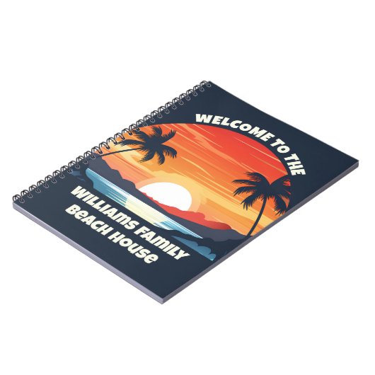 Custom Sunrise Palm Trees Beach House Guest Notizblock (Linke Seite)