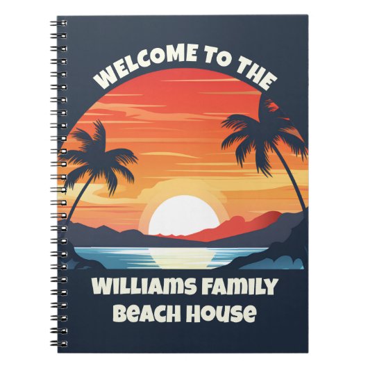 Custom Sunrise Palm Trees Beach House Guest Notizblock (Vorderseite)