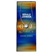 Custom Sunset Golf Monogram Design Geschenktüte Für Weinflaschen (Rückseite)