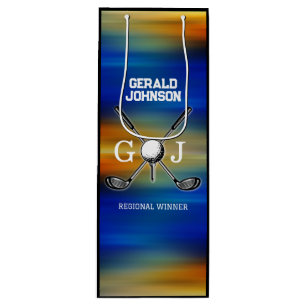 Custom Sunset Golf Monogram Design Geschenktüte Für Weinflaschen