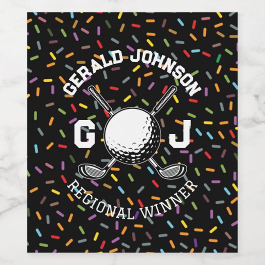 Custom Sunset Golf Monogram Design Weinetikett (Einzelnes Label)