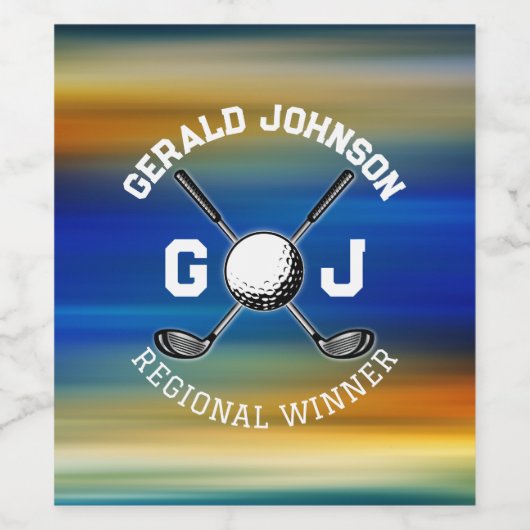 Custom Sunset Golf Monogram Design Weinetikett (Einzelnes Label)