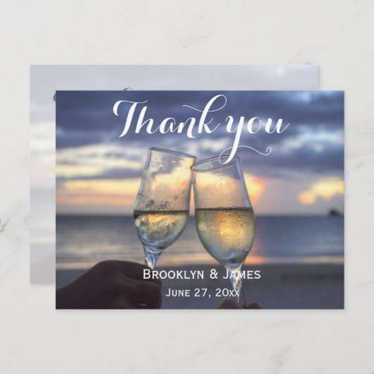 Custom Sunset On Beach Hochzeit Vielen Dank Postka Postkarte (Vorne/Hinten)