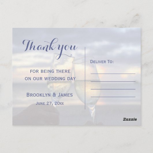 Custom Sunset On Beach Hochzeit Vielen Dank Postka Postkarte (Rückseite)