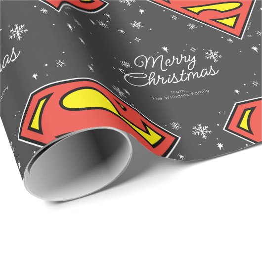 Custom Superman Logo Weihnachten Schneeflocke Geschenkpapier (Rolleneckpunkt)