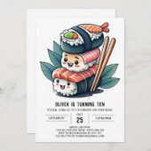 Custom Sushi Delights Kindergeburtstag Einladung (Vorne/Hinten)