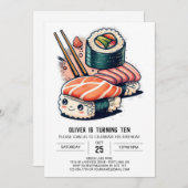 Custom Sushi Night Geburtstag Einladung (Vorne/Hinten)
