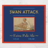 Custom "SWAN ATTACK" männliche Sweep Ruder und sch Bierflaschenetikett (Einzelnes Label)