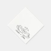 Custom Swan Heart Wedding Cocktail Napkin Serviette (Ecke)