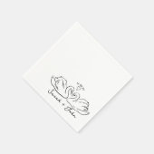 Custom Swan Heart Wedding Cocktail Napkin Serviette (Ecke)