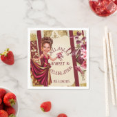 Custom Sweet 16 Gold und Ruby Red Karikatur Serviette (Beispiel)