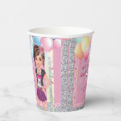 Custom Sweet 16 Karikatur mit Balloons Pappbecher (Rechts)