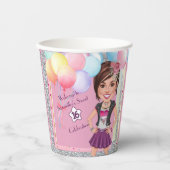 Custom Sweet 16 Karikatur mit Balloons Pappbecher (Vorderseite)
