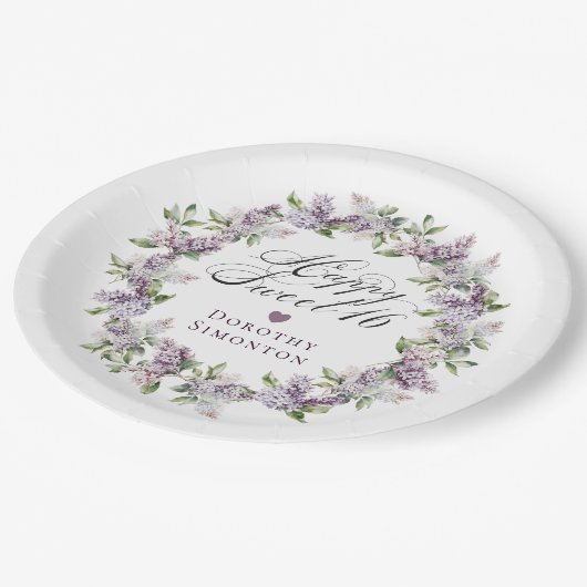 Custom Sweet 16 Lila Lilac Spring Blume Pappteller (Schrägansicht)
