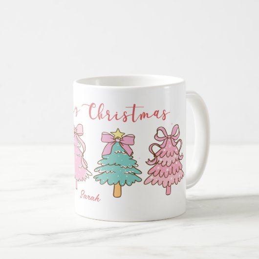 Custom Sweet Aesthetic Girly Hand Drawn Christmas Kaffeetasse (VorderseiteRechts)