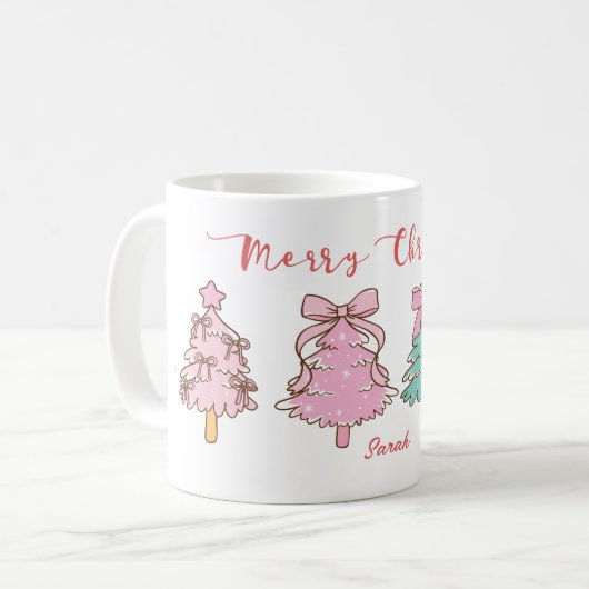 Custom Sweet Aesthetic Girly Hand Drawn Christmas Kaffeetasse (Vorderseite Links)