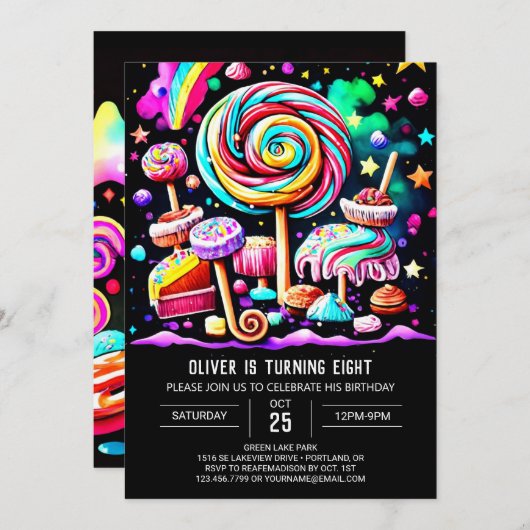 Custom Sweet Celebration Birthday Einladung (Vorne/Hinten)