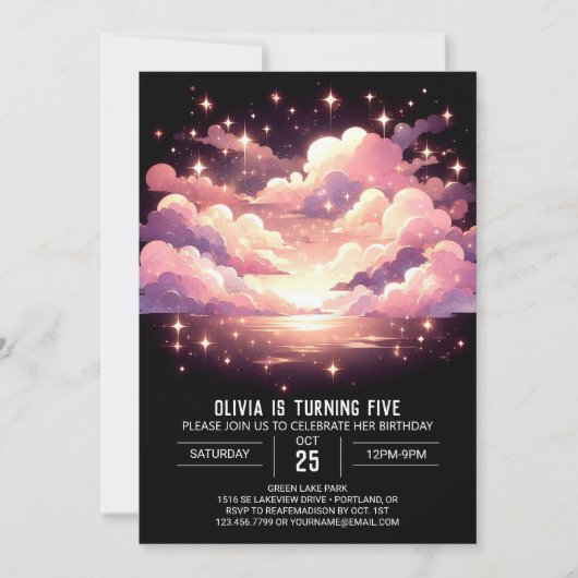 Custom Sweet Celestial Digital Geburtstag Einladung (Vorderseite)