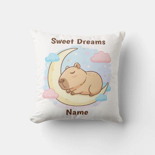 Custom Sweet Dreams Capybara Throw Pillow Kissen (Vorderseite)
