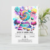 Custom Sweet Lollipop Geburtstag Einladung (Stehend Vorderseite)