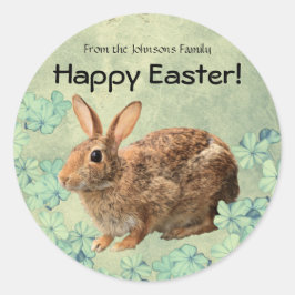Custom Sweet Niedlich Happy Osterpastel Bunny Flor Runder Aufkleber