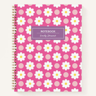 Custom Sweet Pink Retro Floral Muster Notebook Notizblock