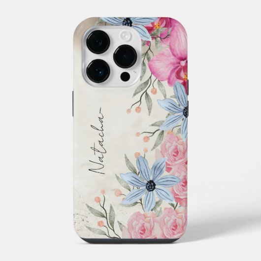 Custom Sweet Wassercolor Botanical Script iPhone Hülle (Rückseite)