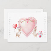 Custom Sweet Watercolor Bunny Liebe Postkarte (Vorne/Hinten)