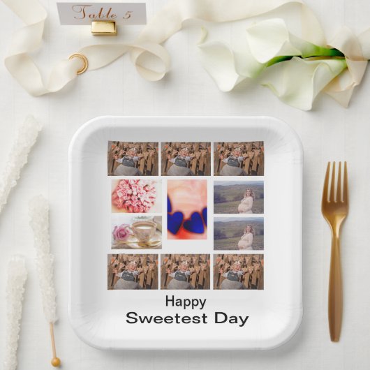 Custom Sweetest Day 11 Foto Collage Pappteller (Hochzeit)