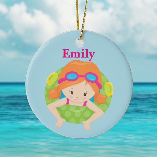Custom Swim Girl Keramik Ornament