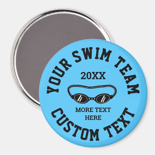 Custom swimming team fridge magnet for swimmers (Vorderseite/Rückseite)