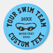 Custom swimming team fridge magnet for swimmers (Vorne)