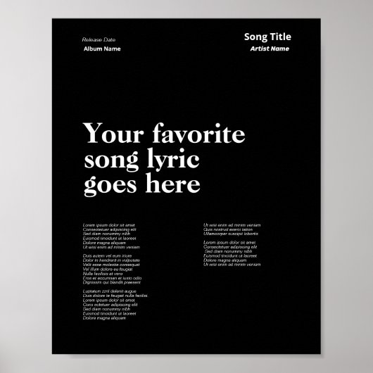 Custom Swiss Style Texte Poster Song Lyrik Art (Vorne)