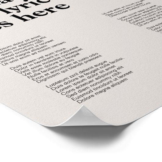 Custom Swiss Style Texte Poster Song Lyrik Art (Ecke)