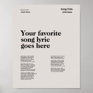 Custom Swiss Style Texte Poster Song Lyrik Art