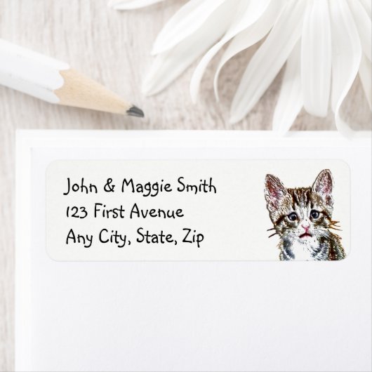 Custom Tabby Cat Kitten Niedlich Address Label (Insitu)