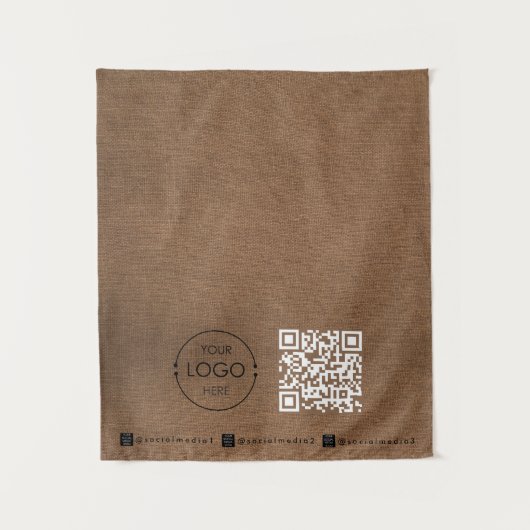 Custom Table Runner Banner Linen Business QR Code Wandteppich (Vorderseite)