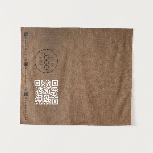 Custom Table Runner Banner Linen Business QR Code Wandteppich (Vorderseite (Horizontal))
