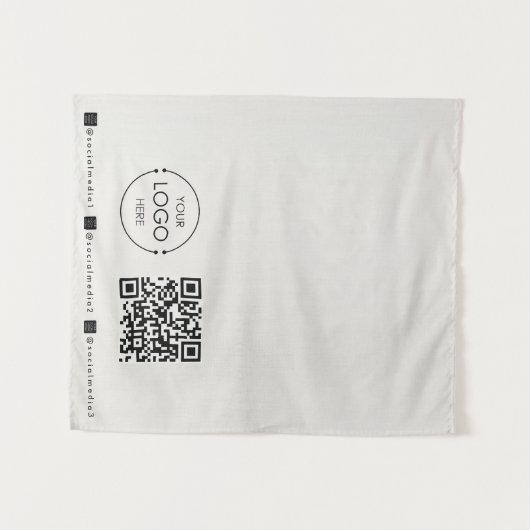 Custom Table Runner Banner Linen Business QR Code Wandteppich (Vorderseite (Horizontal))