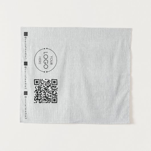 Custom Table Runner Banner Linen Business QR Code Wandteppich (Vorderseite (Horizontal))