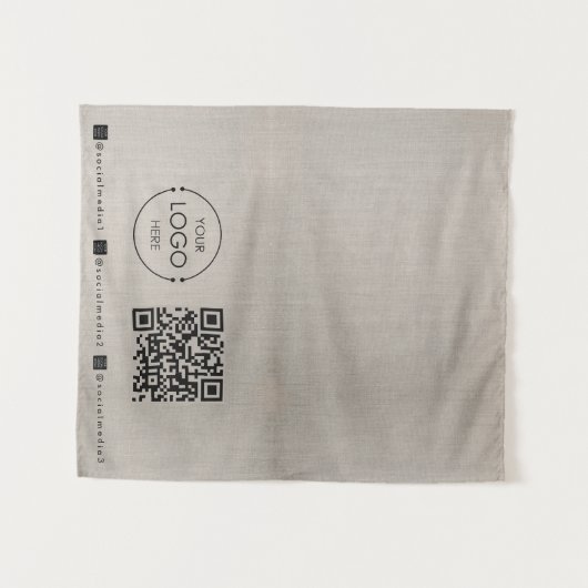 Custom Table Runner Banner Linen Business QR Code Wandteppich (Vorderseite (Horizontal))